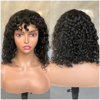 Perruques en cheveux humains péruviens Remy HD bouclés crépus sans colle avec frange, double épaisseur, fournisseur OEM/ODM en vogue