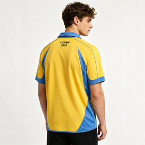 Jersey Sepak Bola Pria Vintage Custom V-Neck Gaya Retro Dengan Piping, Bernapas, Cepat Kering, Panel Warna-Warni, Kaos Polo OEM - Product Image 5