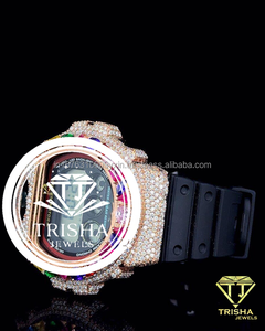 Reloj con Incrustaciones de Piedras Preciosas Arcoíris VVS Moissanite, Reloj Digital con Incrustaciones de Diamantes en Plata de Ley 925 - Product Image 5