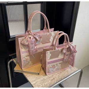 Bolso Bandolera Rosa de Alta Gama para Mujer 2025, Bolso de Mano de PVC con Cierre de Cremallera, Bolso Tote de Poliéster Estilo Extranjero a la Moda - Product Image 2