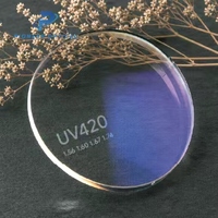 Lentilles de lunettes optiques monofocales CR39 1.56 1.61 anti-lumière bleue avec revêtement HMC UV420, base 2C, prix usine Danyang