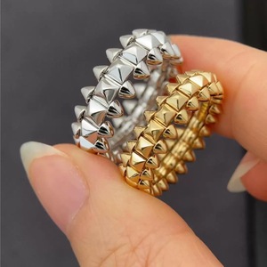 Fashion Wide and Narrow Bullet-shaped Rivets <strong>Thick</strong> Plated Unisex Couple's <strong>Ring</strong> - Product Image 5