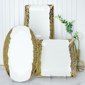 Vajilla de Porcelana con Borde Dorado, Libre de BPA, Apta para Microondas y Horno, Vajilla de Lujo para el Hogar y Bodas - Product Image 5