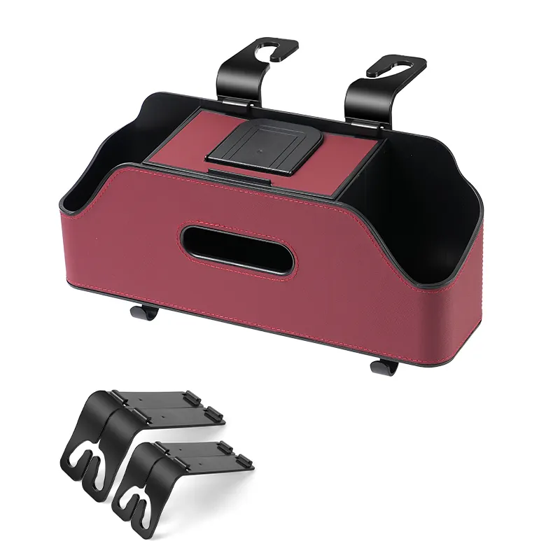 Multifunktionale Aufbewahrungsbox Tüchenschachtel Handyhalter Wasserbecherhalter Haken für Auto-Kopfstütze