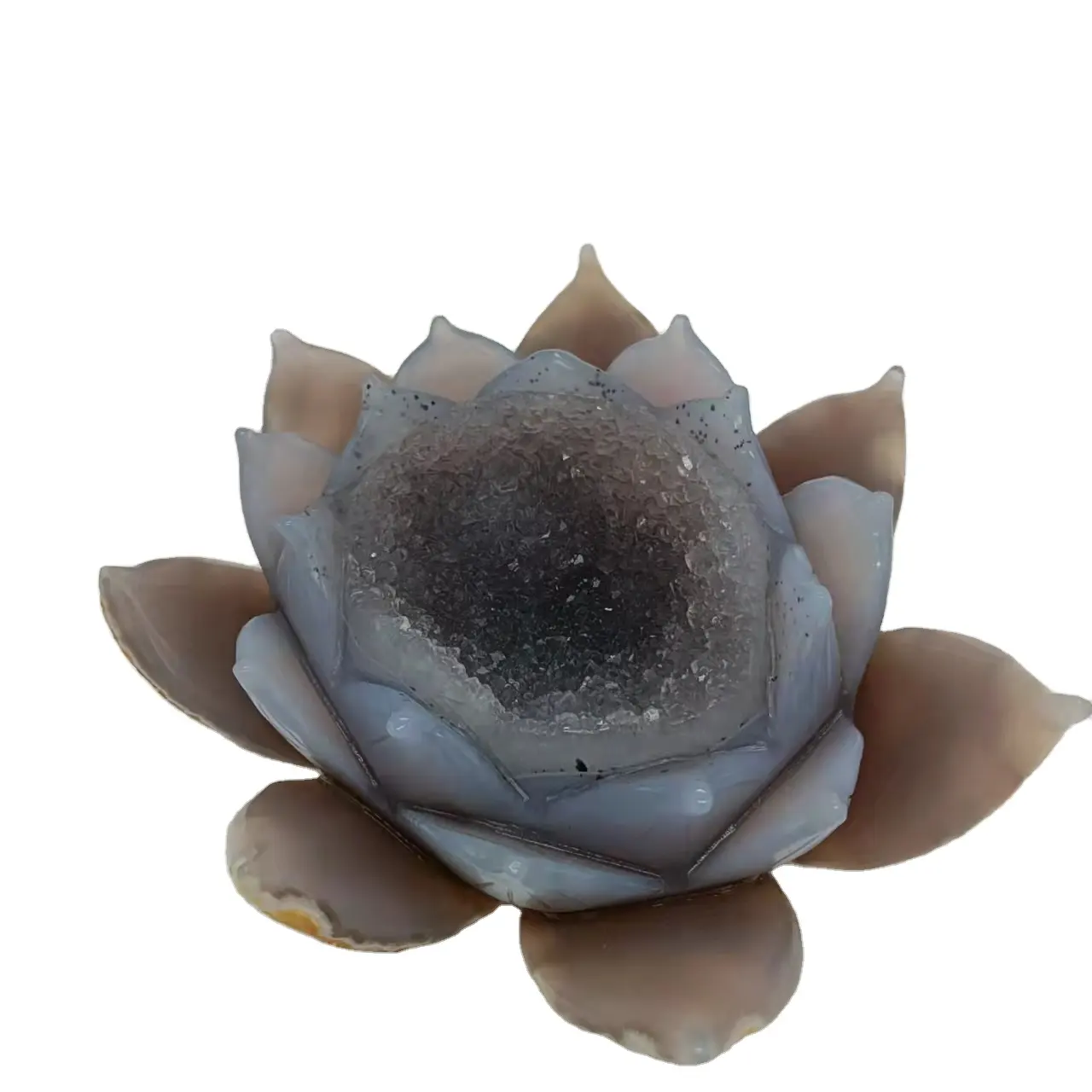 Crystal Bulk Wholesale Natural Stone Polished Crystal Agate Geode Lotus Carving