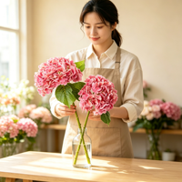 Bunga Hydrangea Putih Buatan, Tangkai Sutra Besar Seperti Asli, Buket Teknik Pencetakan Modern, Dekorasi Rumah, Luar Ruangan & Restoran