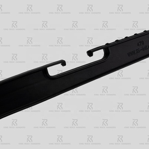 2025 Commercial 17 Inch PS Garment <strong>Hanger</strong> with Metal Iron Hook &amp; Shoulder Grips for Store Display - Black Wholesale Bulk Pack - Product Image 5