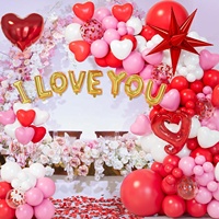 Nouvelle décoration de fête de mariage sur le thème de la Saint-Valentin, arche de ballons en latex en forme de cœur, guirlande de ballons en feuille d'aluminium en forme de cœur « Je t'aime »