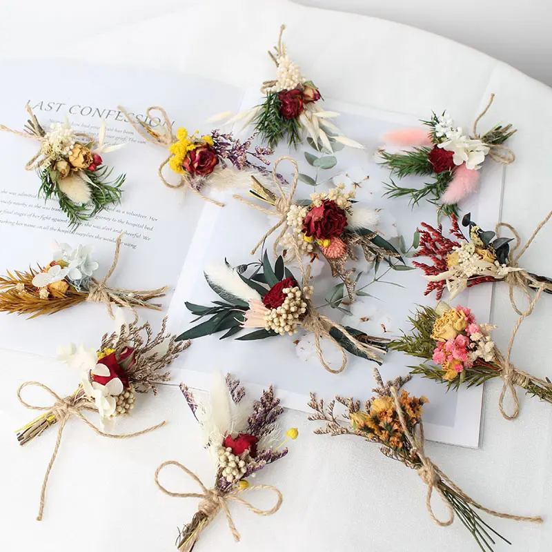 DREA Dried flower manufacturer bunny tails rose dried flowers bouquet for candle making and decorations