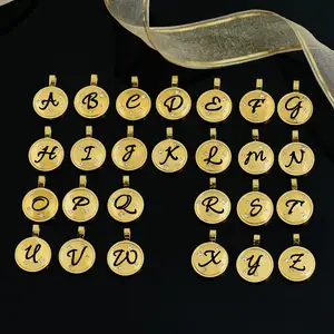Pendentif rond Logo lettre initiale breloque accessoires disque bijoux accessoires lettres Corrosion disque pour bijoux accessoires