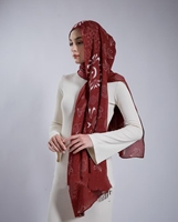 Hijab drapé rouge vin personnalisé pour femmes musulmanes, châle imprimé en modal, hijab doux et léger, logo personnalisé