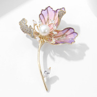 Broche TIANSHE en émail avec perle d'eau douce en forme de lotus, accessoire de mode féminin, corsage de qualité supérieure, vente en gros