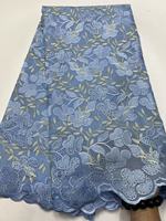 Dentelle suisse en voile 100% coton pur KC Fabric avec strass, 5 yards, broderie florale pour robe de mariée nigériane