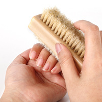 Brosse à ongles en bois naturel double face OEM ODM, brosse à ongles en poils de sanglier, brosse de nettoyage des mains, brosse corporelle, vente en gros, logo personnalisé