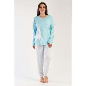 KADIN P.SUPREM XXL O YAKA UZUN KOL ETEGI OVAL PIJAMA TAKIM - MAVI - MAVI - Product Image 1