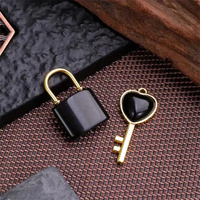 40mm Bijoux Spirituels Pierre de Cristal Artisanat Naturel Sculpté Multi Couleur Quartz Rose Clé de Serrure Coeur pour Cadeau de Saint Valentin