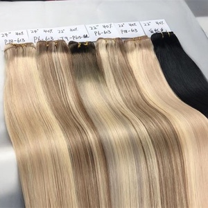 Highknight Extensiones de cabello de trama de genio ruso de alta calidad Cabello humano crudo dibujado doble Trama sin costuras <span class=keywords><strong>Invisible</strong></span> - Product Image 1