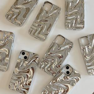 Funda de TPU suave con ondulación de agua de Color plateado galvanizado de lujo para <span class=keywords><strong>iPhone</strong></span> <span class=keywords><strong>11</strong></span> 12 13 14 Pro Max - Product Image 3