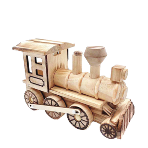 Modelo de Tren de Vapor Retro de Madera de Pino, Artesanía Popular, Decoración de Escritorio para el Hogar, Regalos de Artesanía Personalizada, Locomotora DingChuan - Product Image 1