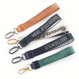 Manufacturer Custom Polyester Black ID Bag Lanyards with Logo Personalized Embroidered Woven Lanyards - Product Image 1