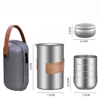 Ensemble de tasses de luxe en titane pur pour l'extérieur, kit portable antibactérien et résistant à la corrosion avec sac de rangement pour le camping et la randonnée, léger