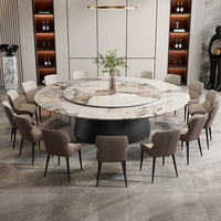 Table à manger en dalle de pierre avec plateau tournant, plaque de cuisson à induction, design minimaliste en acier au carbone pliable pour hôtels et restaurants
