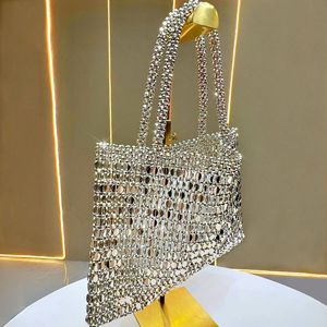 Nouveau sac fourre-tout de soirée ouvert pour femme, fait main, en acrylique tressé, orné de perles, de sequins et de crochet - Product Image 3