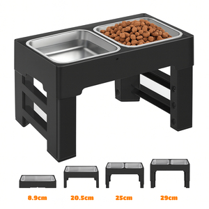 Pabrik grosir Logo kustom ditinggikan pemberi makan anjing 4-tinggi dapat diatur berdiri dengan 2 mangkuk makanan baja tahan karat besar - Product Image 1