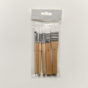 Ensemble de pinceaux de dessin d'artiste en <span class=keywords><strong>bois</strong></span> professionnel 6 pièces pinceaux d'aquarelle en Nylon blanc à bâton court pour la peinture à l'aquarelle - Product Image 3