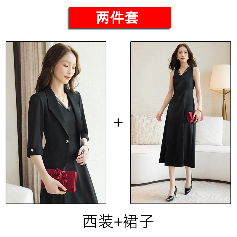 Black suit and black dress