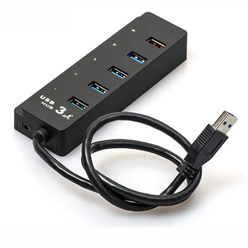 HUB Port 5 USB 3.0 dengan sakelar On/Off Individual termasuk 4 Port Data kecepatan 5GBps 1 pemisah kabel USB Port pengisian daya pintar