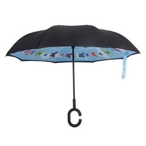 Parapluie inversé décoratif à impression intégrale de haute qualité, le moins cher, avec logo, parapluie de voiture de marque, faible MOQ, vente en gros - Product Image 3