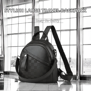 Women's Large-Capacity Fashion Leather <b>Backpack</b> <b>College</b> Style Waterproof PU with Zipper Closure Anti-Theft Feature for Travel - Product Image 2