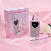 Taladro de Uñas Inalámbrico con Cristales Brillantes, de Alta Velocidad (35000 rpm), Recargable y Portátil, en Oferta