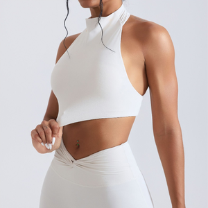 Nuovo Top Yoga Donna a Collo Alto ad Asciugatura Rapida con Imbottitura Integrata, Delicato sulla Pelle, Antiurto, <span class=keywords><strong>Traspirante</strong></span> per Fitness, Allenamento e Palestra - Product Image 4
