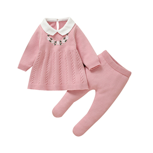 Suéteres de Punto OEKO-TEX <span class=keywords><strong>para</strong></span> Bebés Recién Nacidos Mimixiong, Vestido de Niña con Bordado de Flores y Pantalones con Pies, Conjuntos de Ropa <span class=keywords><strong>para</strong></span> Bebés - Product Image 1