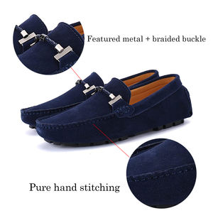 Mocassins professionnels en cuir véritable pour hommes, <span class=keywords><strong>chaussures</strong></span> bleues personnalisées de grande taille, <span class=keywords><strong>chaussures</strong></span> en <span class=keywords><strong>daim</strong></span> à la mode - Product Image 2