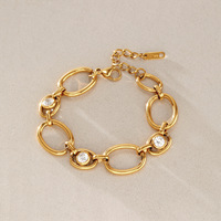 Ensemble collier et bracelet en acier inoxydable plaqué or 18 carats PVD, multicouche, zircon creux dégradé, fermoir OT, pour femme