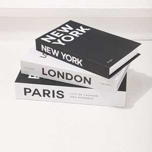 Ensemble de 3 boîtes de rangement en papier enduit avec fermeture magnétique pour la décoration de café, <span class=keywords><strong>hôtel</strong></span>, salon - Style Londres, New York, <span class=keywords><strong>Paris</strong></span> - Product Image 4