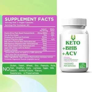 Capsules Keto Premium pour Adultes avec BHB et ACV pour un regain d'énergie, un soutien métabolique, une détoxification naturelle et une gestion du poids - Qualité alimentaire - Product Image 2