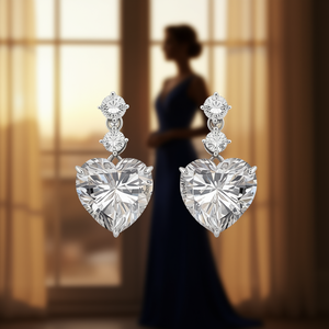 Orecchini Pendenti E3062 con Cristallo Giallo Taglio Cuore, Montatura a Griffe, Gioielli Romantici da Donna per Matrimonio - Product Image 2