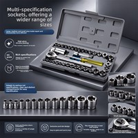 Jeu de douilles SAE et métriques de 40 pièces avec embouts de 1/4 et 3/8 pouces, construction en acier 45, mallette à outils incluse