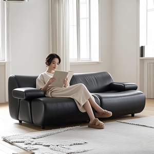 Meubles d'intérieur modernes, élégant canapé sectionnel inclinable en cuir véritable de style minimaliste italien, Moltenii C Paul Projects - Product Image 2