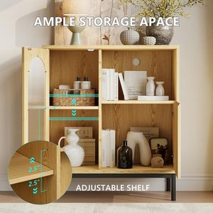 <span class=keywords><strong>Buffet</strong></span> en MDF avec portes en verre cannelé, étagères réglables, design moderne, armoire de rangement pour cuisine <span class=keywords><strong>et</strong></span> salon - Product Image 3
