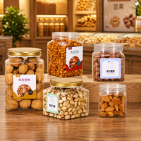 Envase Ovalado de PET para Alimentos de 750 ml con Tapa de Aluminio, Envase de Grado Alimenticio para Nueces de Anacardo y Frutos Secos al por Mayor