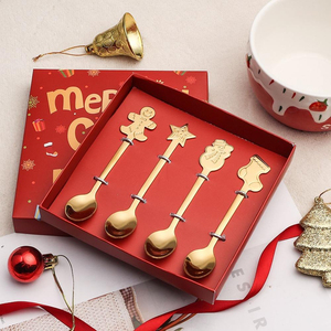 Mini-cuillères à mélanger le miel, fourchettes, ensemble de couverts de Noël avec boîte cadeau pour le thé, le café, les bars et les fêtes - Product Image 2