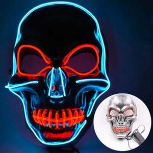 Masque de fête lumineux LED pour le Nouvel An 2025, décoration d'Halloween en PVC, masque de mascarade effrayant à LED brillant - Product Image 3