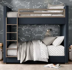 Sassanid OEM Teen Boy Bedroom Art Moderne Platform Carver Upholstered <strong>Bunk</strong> <strong>Bed</strong> - Product Image 4