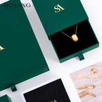 Boîte à bijoux personnalisée avec logo Boyang, en papier vert, pour collier, bague, boucles d'oreilles, bracelet, emballage cadeau