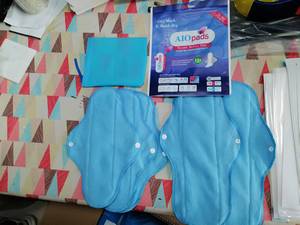 Fodera in pile polare <span class=keywords><strong>blu</strong></span> a 6 pz/set riutilizzabili <span class=keywords><strong>assorbenti</strong></span> igienici kit per l'igiene mestruale kit igienico-sanitari lavabili con 2 configurazioni - Product Image 6